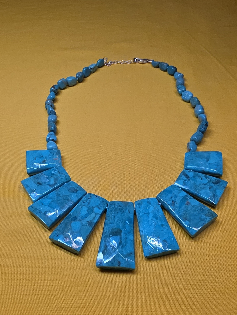 Genuine 925 Silver & Turquoise Bib Necklace ▪︎ Designer Sally Chanaratsopon